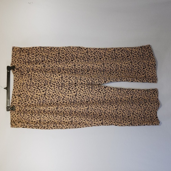 LEITH Nordstrom Animal Print Wide Leg Tie Front Crop High Rise Waist Pants 3X - Picture 13 of 15